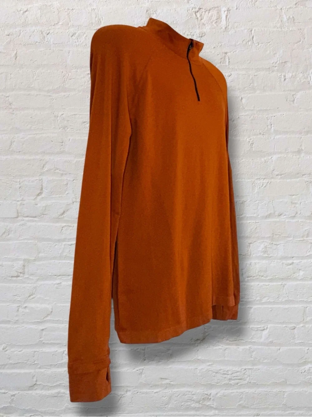 Fabletics Training Day Quarter Zip Pullover Men's M Orange Burnt Nylon Active